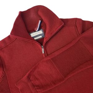 BUGATTI Red Half-Zip Sweater wool blend Cozy Classic M